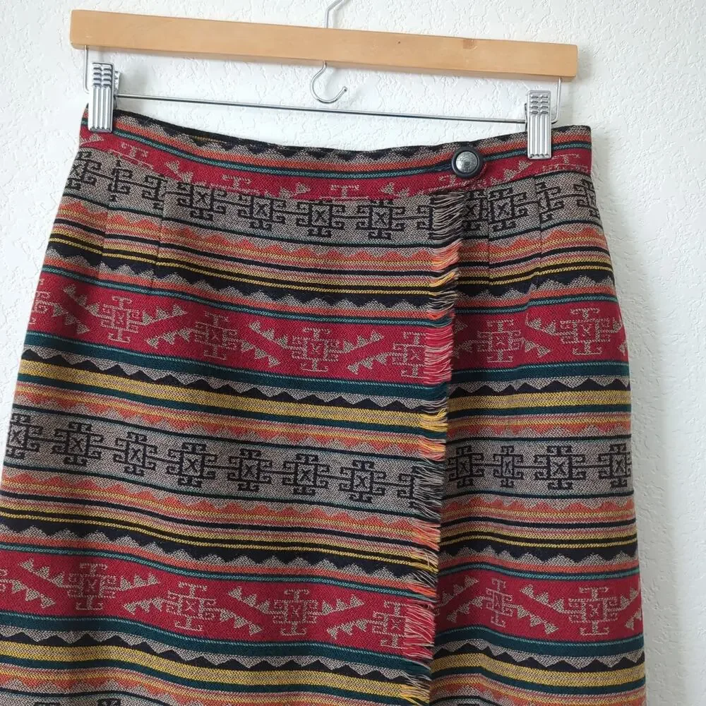 Pendleton Women's Midi Wrap Skirt‎ 8 Southwestern Blanket Wool Art Wear Native S